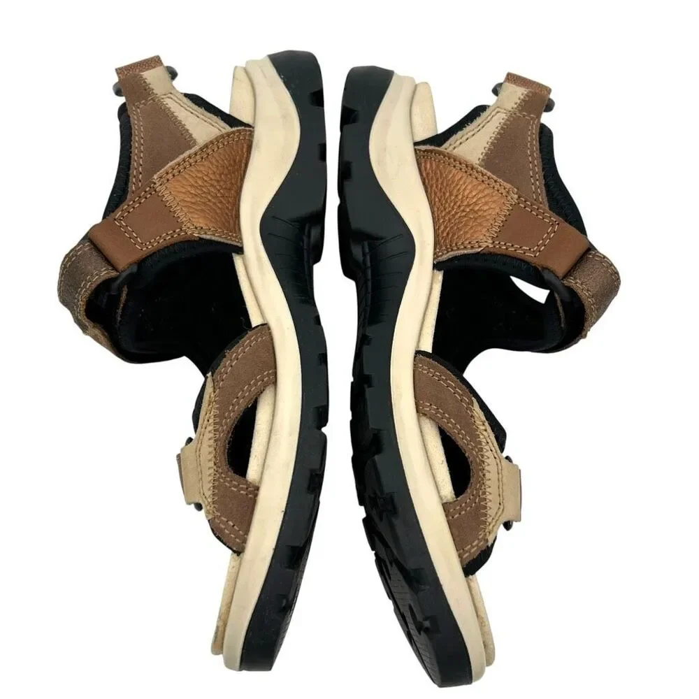 ECCO Women's Offroad Leather Open Toe Strappy Hiking Sandals Brown Size 40/9-9.5